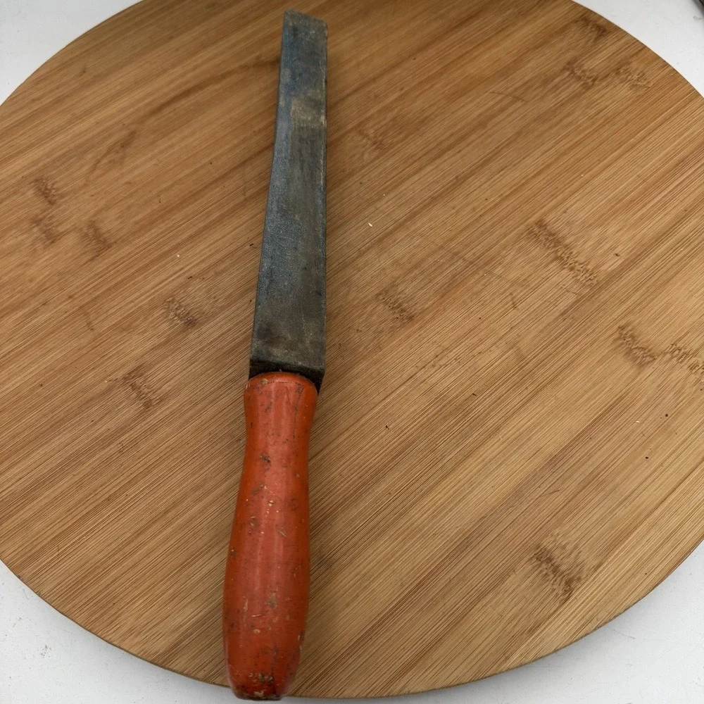 Vintage Carborundum Knife Sharpening Stone Red Handle #57